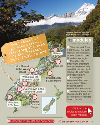 Cloud9 Travel Magazine - New Zealand holiday map