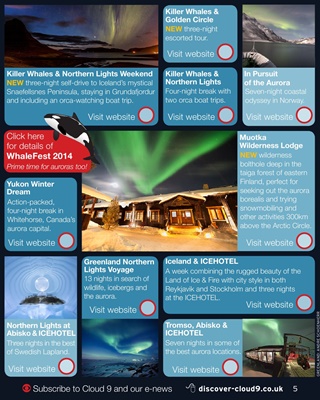 Northern lights holiday destinations 2013-14 - Cloud 9 Magazine May 2013