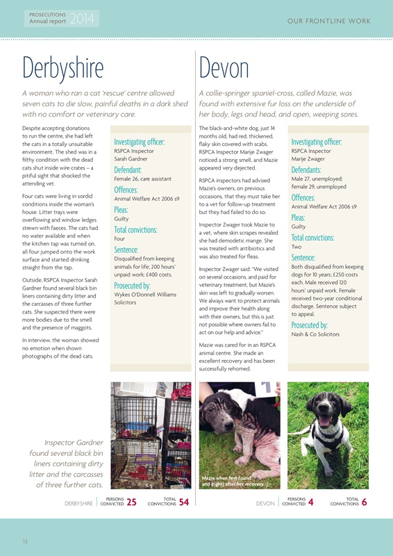 RSPCA Prosecution report 2014 Issue 1