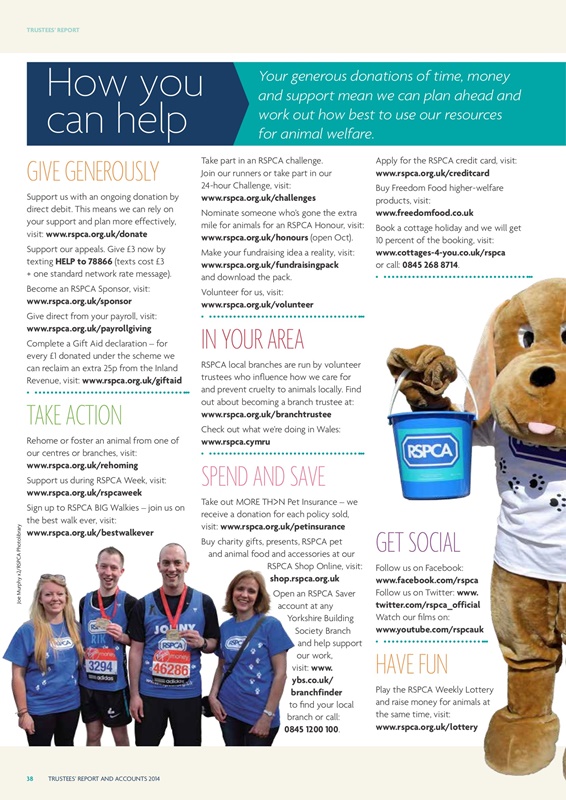 RSPCA Trustees' Report and Accounts 2014 Issue 1