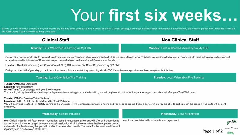 Schedule - Yourfirstsixweeks