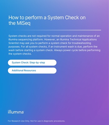 How to perform a System Check on the MiSeq
