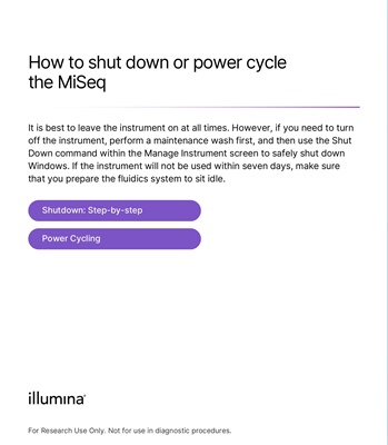 How to shut down or powercycle the MiSeq