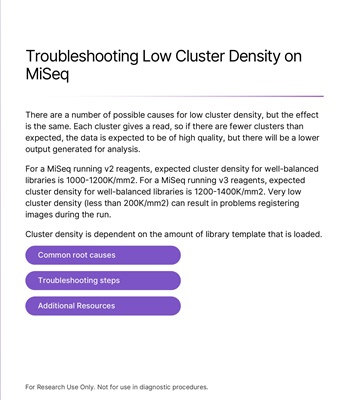Troubleshooting Low Cluster Density on MiSeq