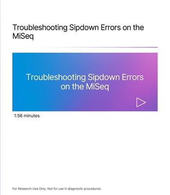 Troubleshooting Sipdown Errors on the MiSeq