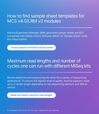 Sample sheet templates & maximum read lengths