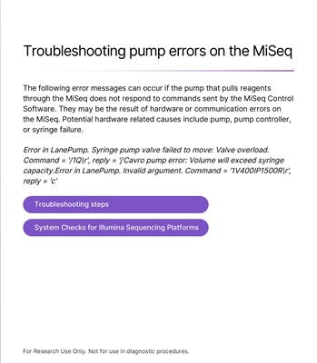 Troubleshooting pump errors on the MiSeq