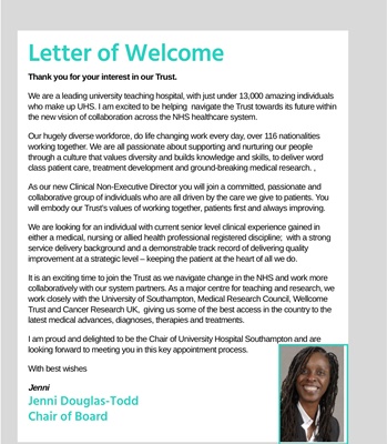 Letter of Welcome