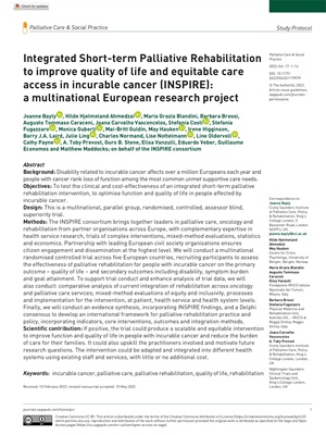 Integrated Short-term Palliative Rehabilitation to improve quality of life and equitable care access - 1