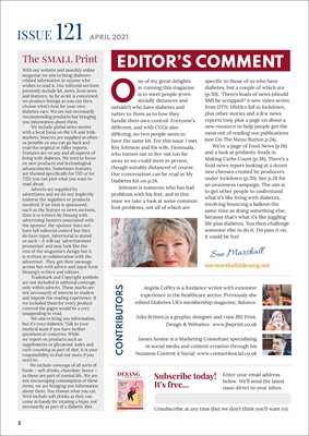 Desang diabetes, magazine diabetes information, Sue Marshall diabetes