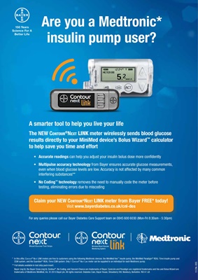 Bayer Contour Next Link USB blood test meter Medtronic insulin pump
