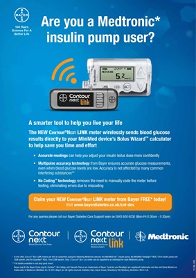 Bayer Contour Link USB blood test meter for Medtronic insulin pump