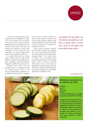 Carb content of courgettes for the diabetic diet