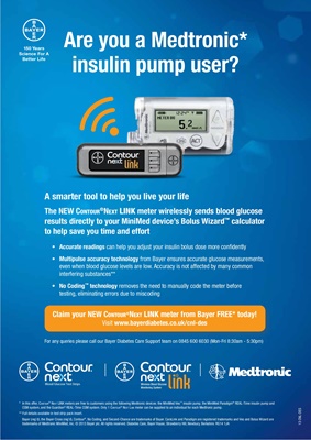Bayer Contour Link USB blood test meter for Medtronic insulin pump
