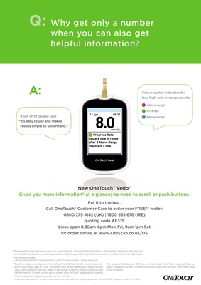 OneTouch Verio iQ blood test meter, blood testing, glucose testing, type 1 diabetes, type 2 diabetes