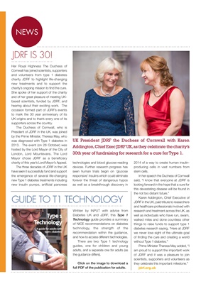 Diabetes news, JDRF, Presidenåt JDRF UK Duchess of Cornwall, Karen Addington, INPUT, Type 1 diabetes