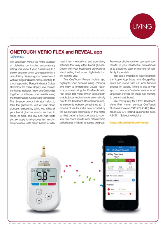 Verio Flex blood test meter and Reveal app