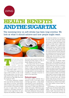 health benefits and the sugar tax, soft drinks levy