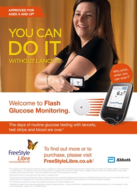 Abbott Freestyle Libre, Flash Glucose Monitoring, blood testing without lancets