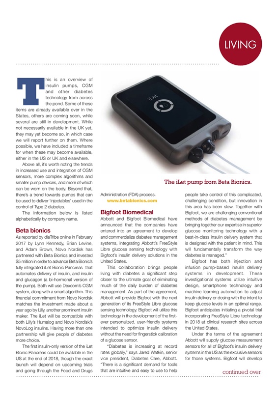 Abbott Freestyle Libre, beta biomedical, Bigfoot Biomedical