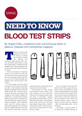 Desang magazine, access to blood test strips, Angela Coffey Balance magazine