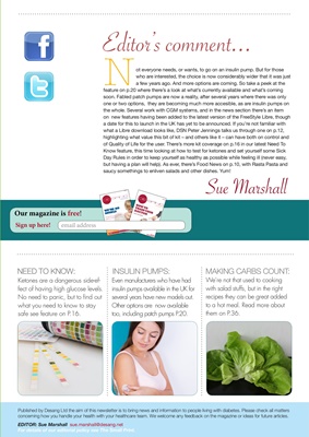 Desang diabetes magazine diabetes information, Sue Marshall