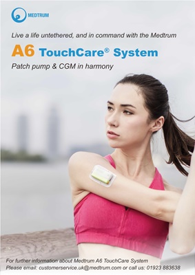 Medtrum A6 Touchcare patch pump and CGM in harmony