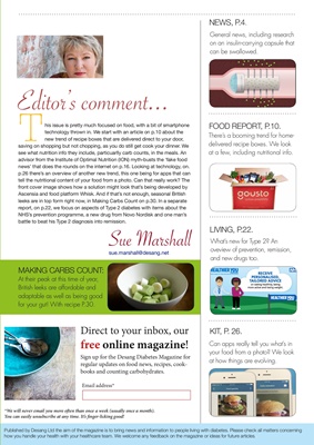 Desang diabetes magazine diabetes information, Sue Marshall