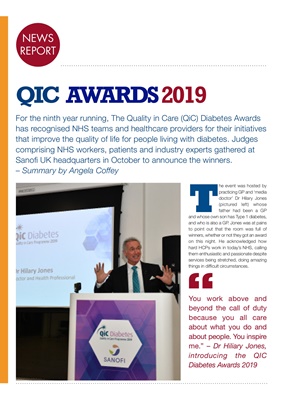 Quality in Care (QiC) diabetes awards Sanofi, Dr Hilary Jones Type 1 diabetes