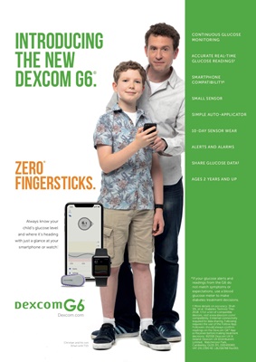 Dexcom CGM G6, continuous glucose monitoring