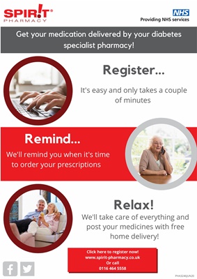 Spirit pharmacy, national medicines dispensing service and advice for people with diabetes, order re