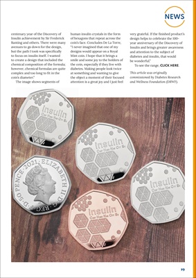 Desang diabetes magazine, diabetes news, Royal Mint 50p coin insulin discovery