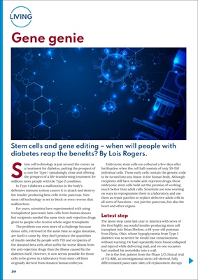 Stem cells and gene editing for a cure to Type 1 diabetes.