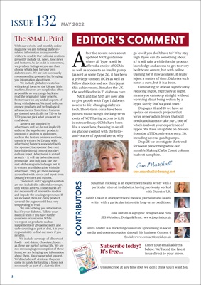 Desang diabetes, magazine diabetes information, Sue Marshall diabetes