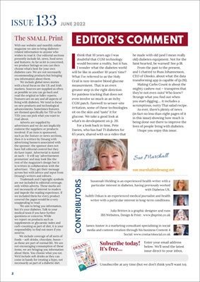 Desang diabetes, magazine diabetes information, Sue Marshall diabetes