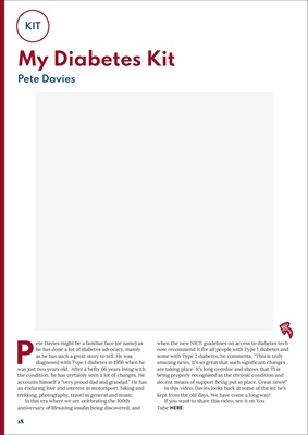 Diabetes kit, diabetes magazine, Type 1 diabetes Pete Davies,  diabetes information