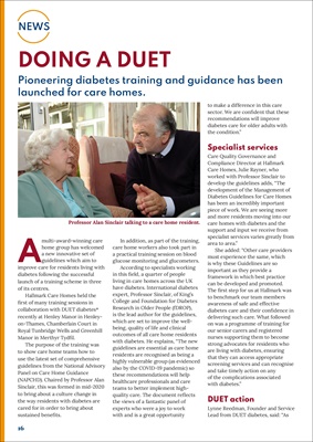 Hallmark Care Homes, DUET Diabetes, National Advisory Panel on Care Home Guidance, Professor Alan Si