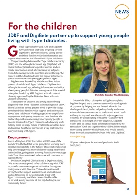 JDRF UK, DigiBete solutions for children and young adults with Type 1 diabetes.