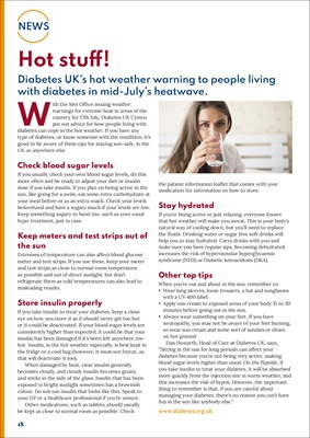 Problems facing people with diabetes in high weather temperatures from Diabetes UK.
