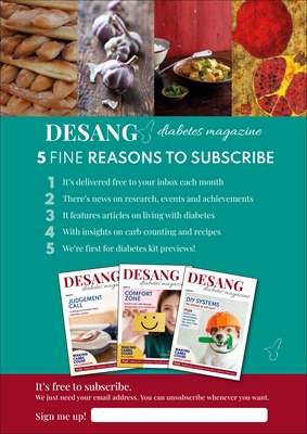 Desang diabetes magazine, free diabetes magazine, living with diabetes, diabetic diet, carb counting