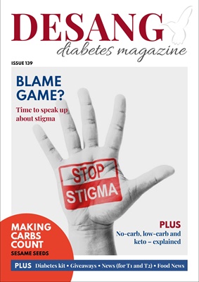 Desang diabetes magazine, Making Carbs Count, Diabetes KIT, non-invasive glucose testing, Glooko