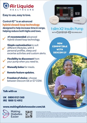 Air Liquide Healthcare UK, Tandem t:slim insulin pump, Control-iQ