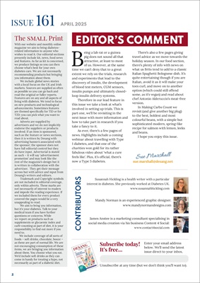 Desang diabetes, magazine diabetes information, Sue Marshall diabetes