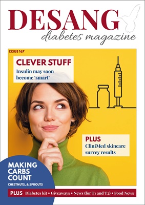 Desang diabetes magazine, Making Carbs Count, Diabetes KIT, non-invasive glucose testing, Glooko