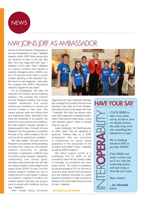 JDRF, Karen Addington, Teresa May, type 1 diabetes