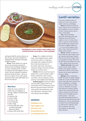 Desang Diabetes Magazine, Making Carbs Count, carbohydrate counting for diabetes, lentils