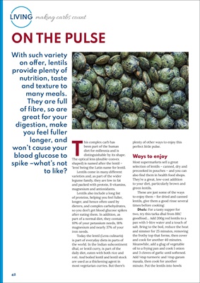 Desang Diabetes Magazine, Making Carbs Count, carbohydrate counting for diabetes, lentils