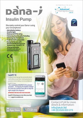 insulin pump, Dana i system, artificial pancreas, Advanced Therapeutics UK, CamAPS FX, Dexcom G6