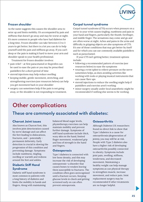 Information about Type 1 diabetes, information about Type 2 diabetes, common health issues experienc