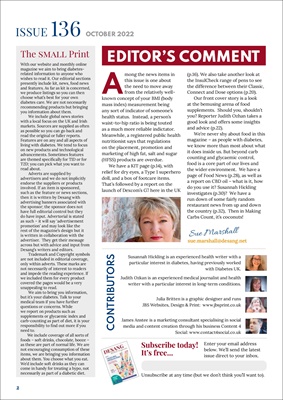 Desang diabetes, magazine diabetes information, Sue Marshall diabetes